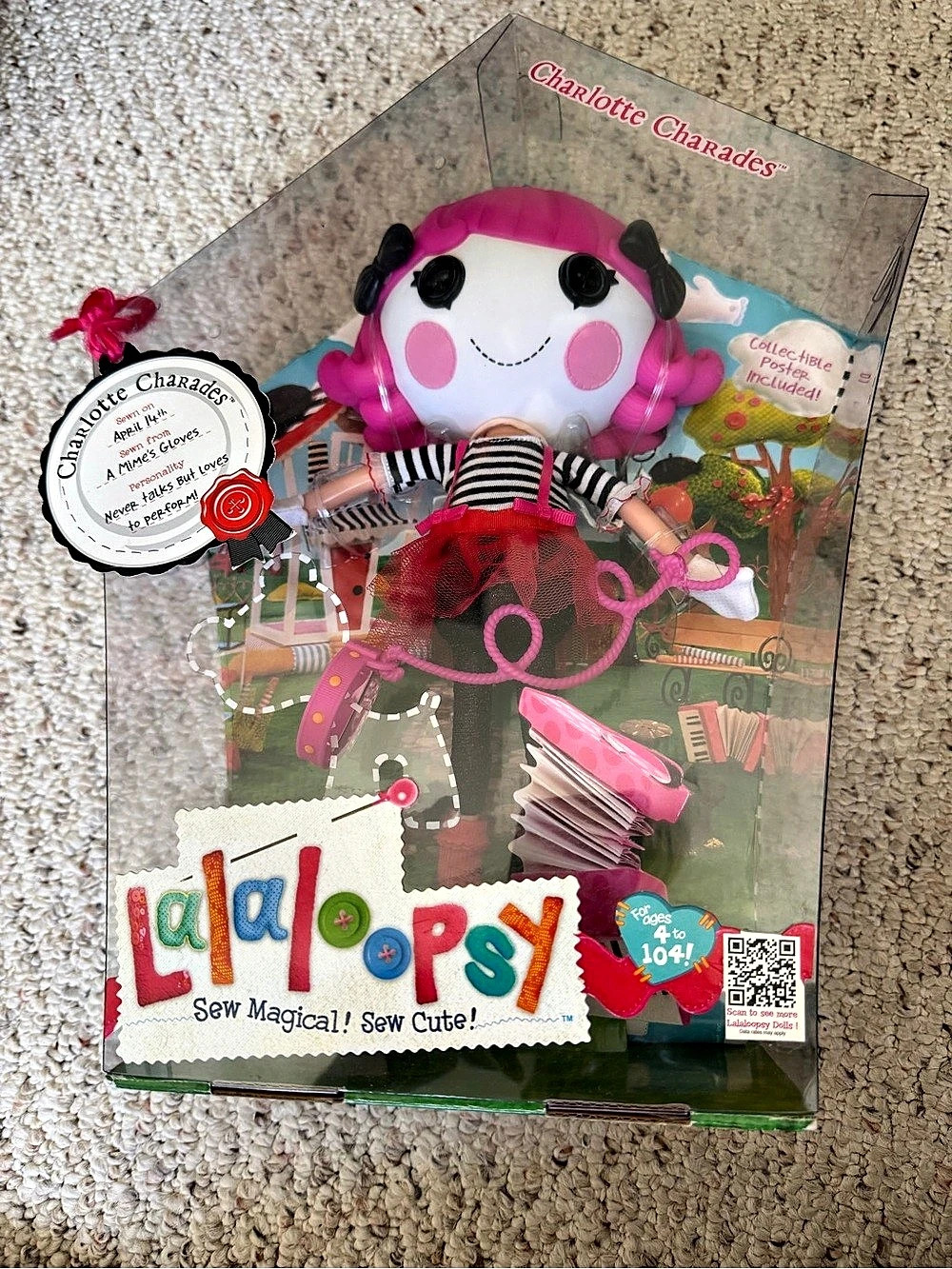 Lalaloopsy Charlotte Charades Doll in Pink & Black Like New